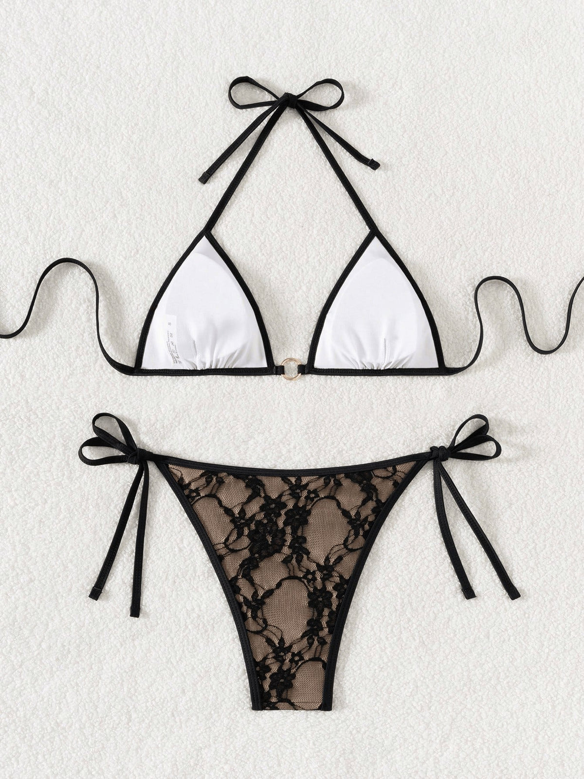 Bikini Sexy con espalda descubierta y encaje - Negro