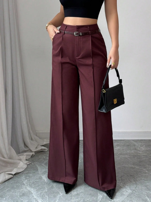 Pantalón Casual Tiro Alto con pierna recta y cinturón - Negro