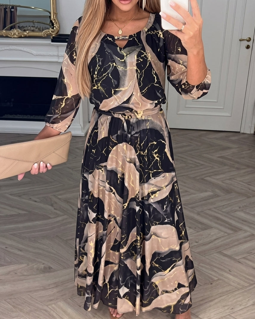 Vestido Estampado Elegante Negro con estampado - Negro