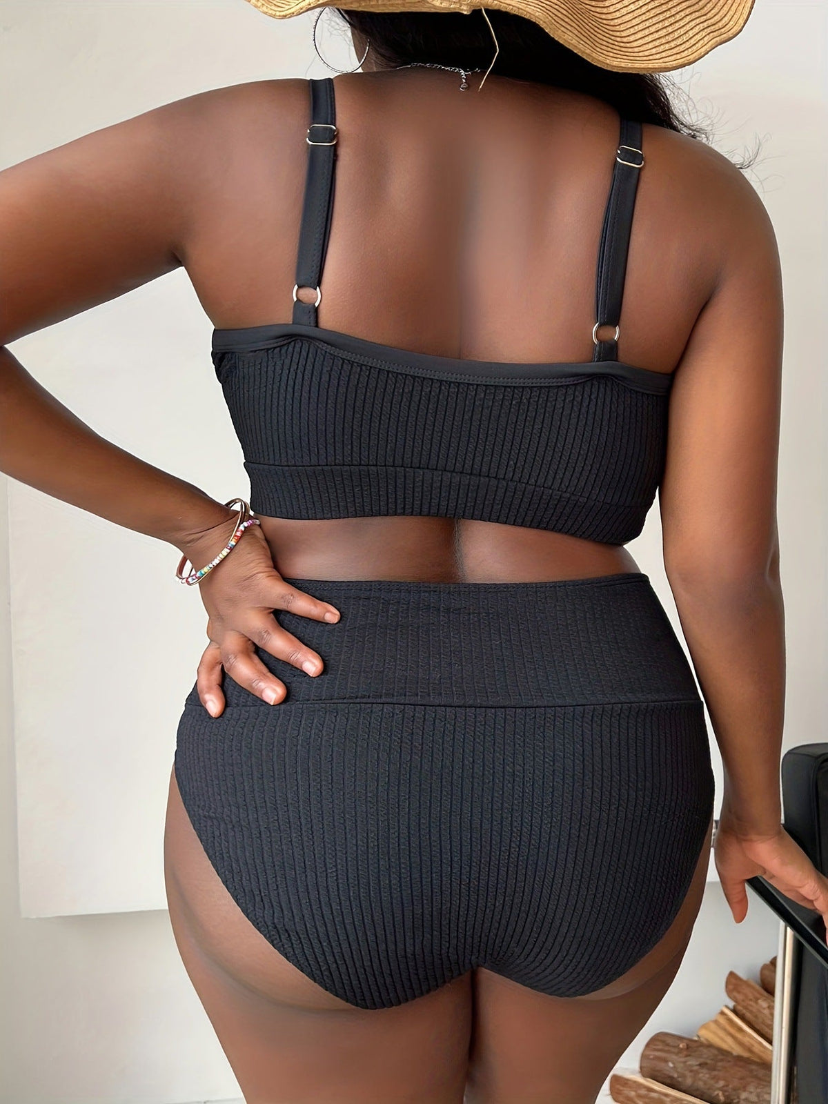 Bikini Sexy Tiro Alto con liso - Verde