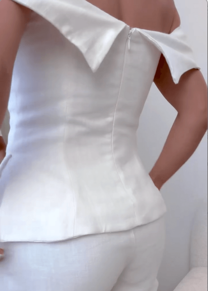 Conjunto de Dos Piezas con algodón y lino - Blanco