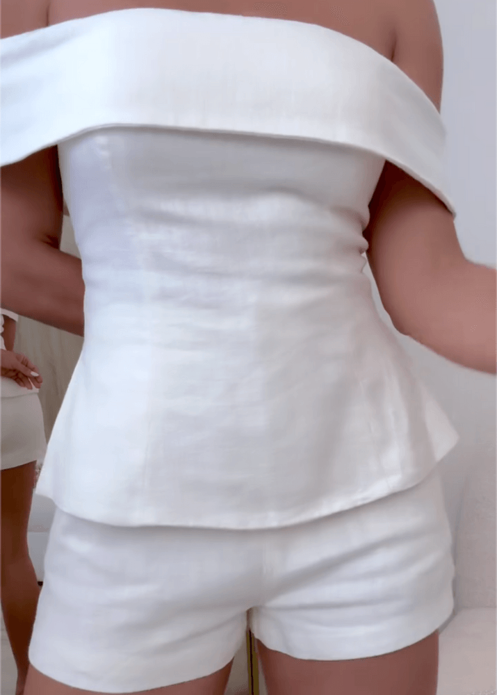 Conjunto de Dos Piezas con algodón y lino - Blanco