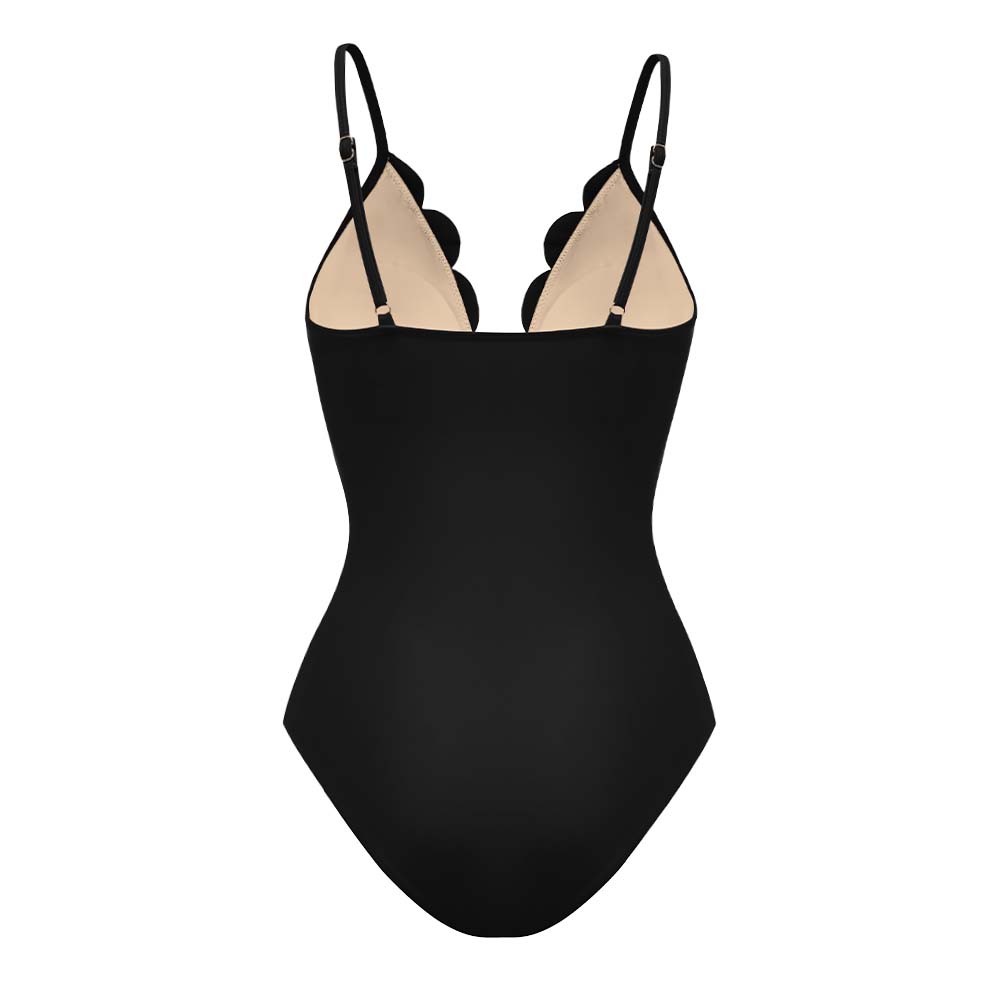 Bañador Negro con cut out y floral