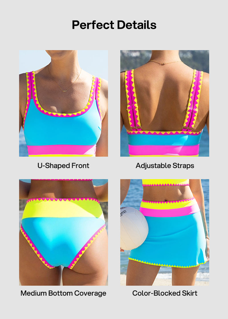 Bikini con contraste - Azul