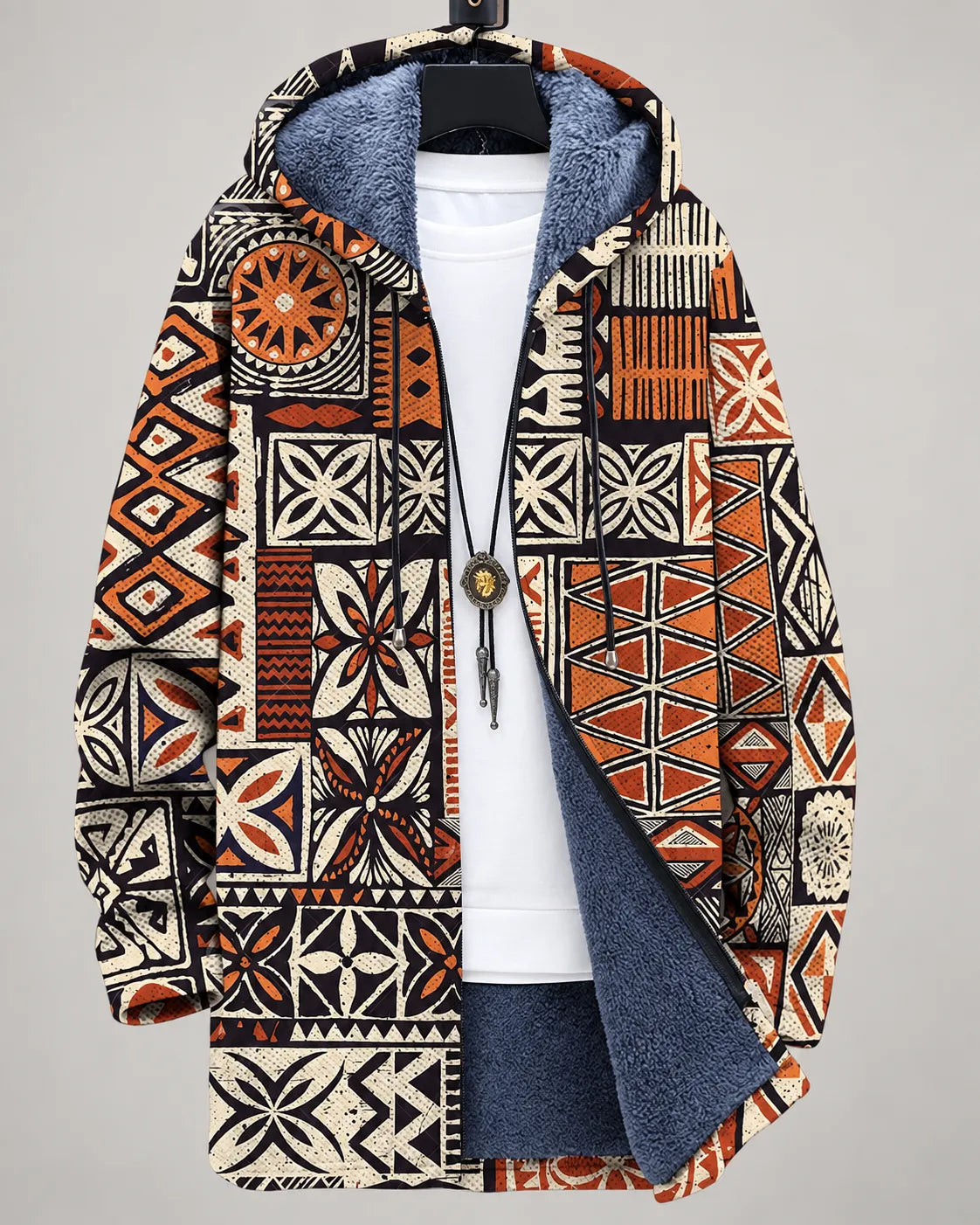 Serena Vibrant Wave Hooded Jacket - Terracotta Mosaic