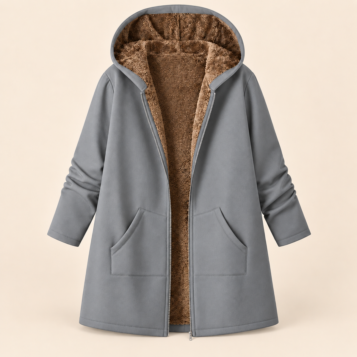 Evelyn | Cozy Sherpa-Lined Hooded Coat