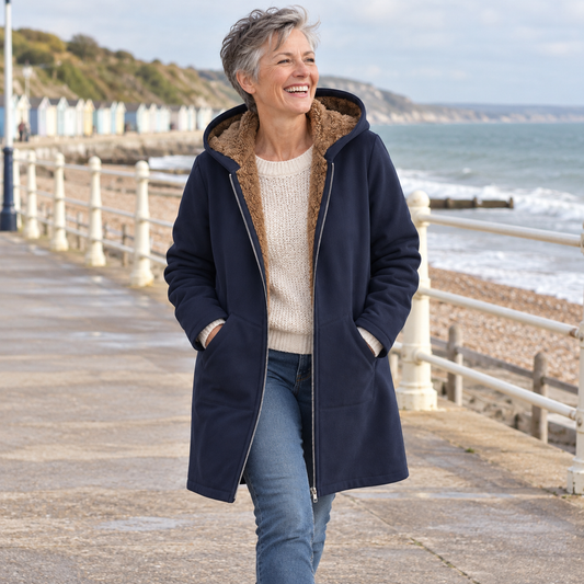 Evelyn | Cozy Sherpa-Lined Hooded Coat