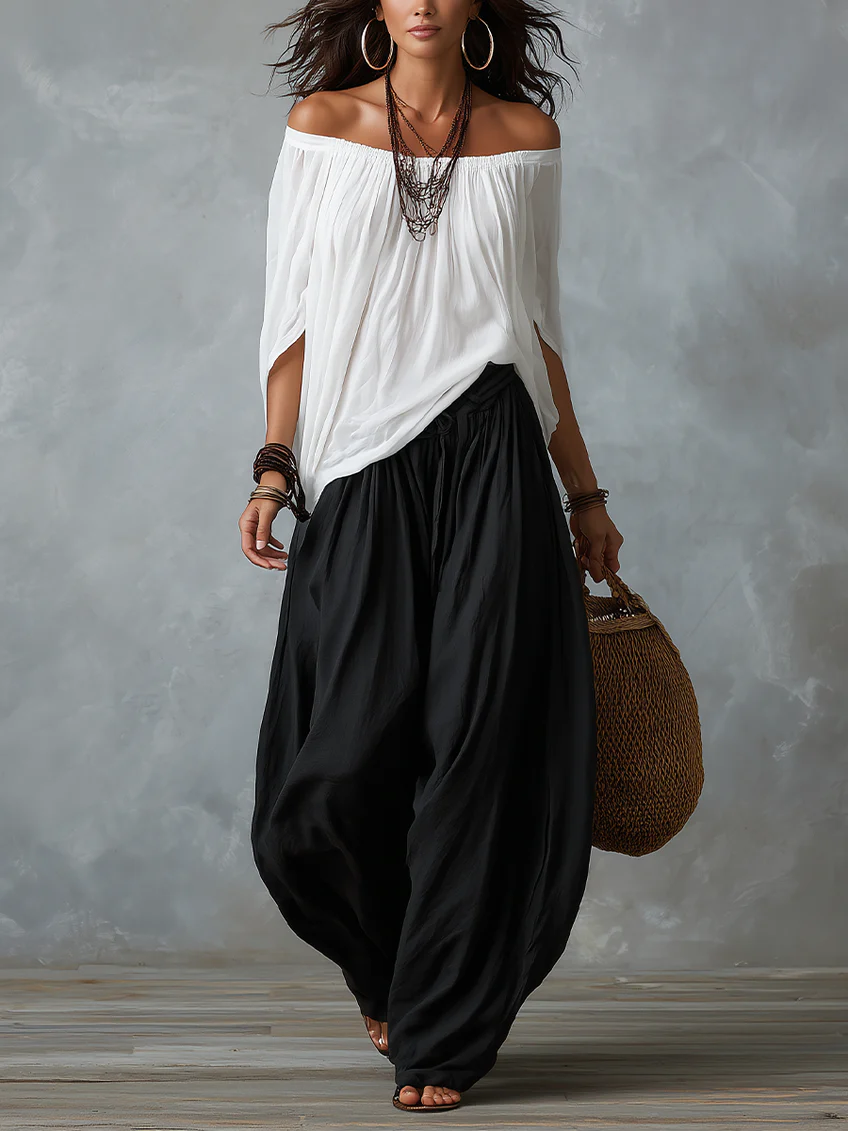 Conjunto de Pantalón Corte Holgado - Blanco