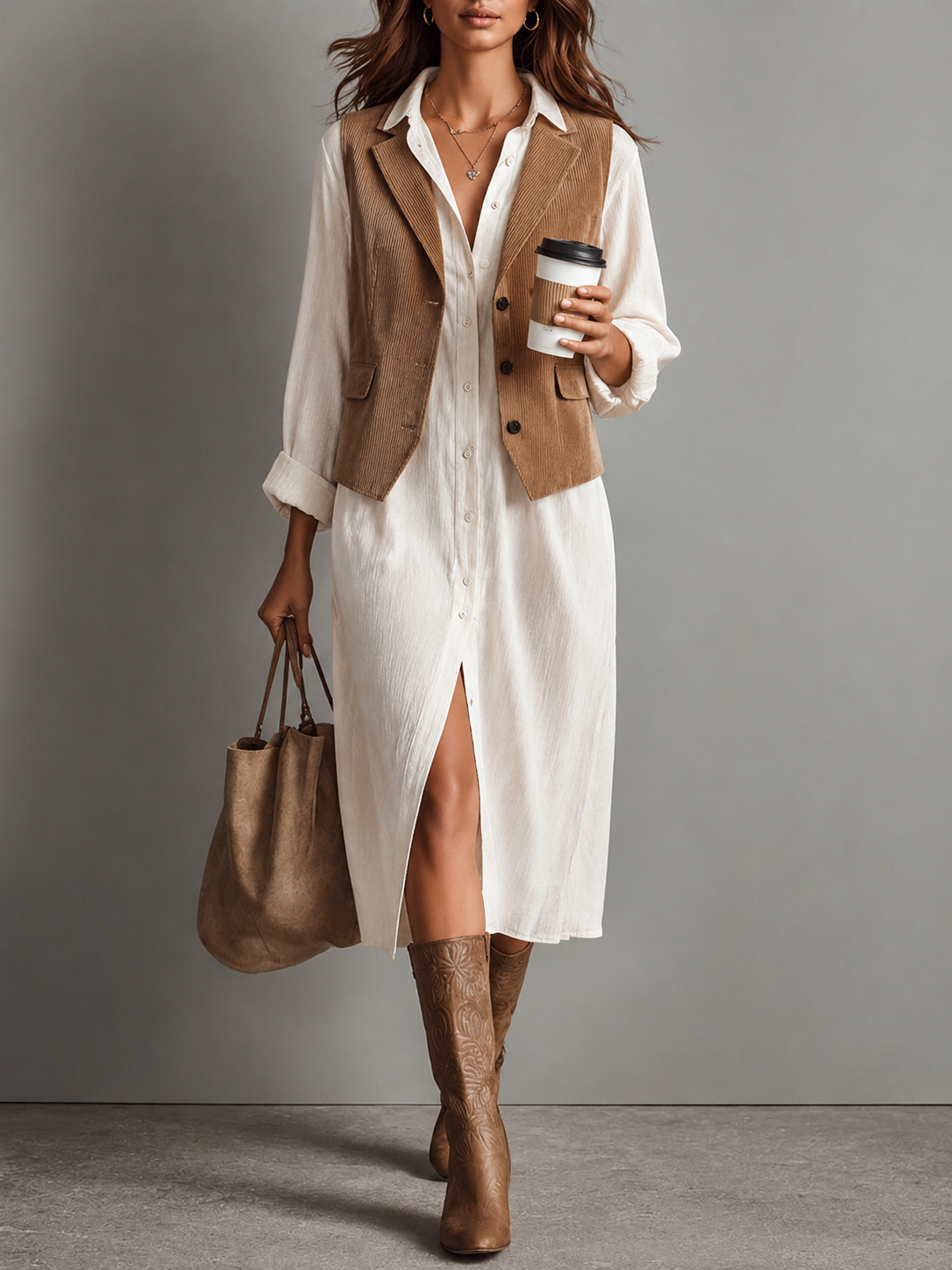 Conjunto de Dos Piezas Blanco con pana - Blanco