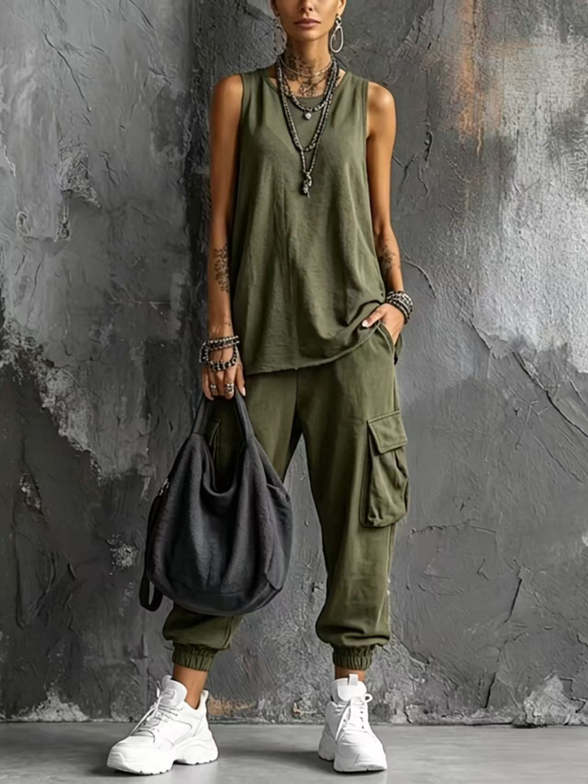 Conjunto Casual - Verde Militar