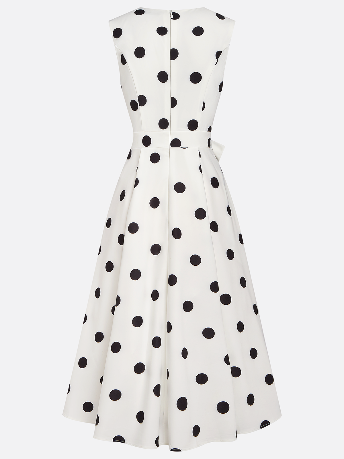 Vestido Midi Blanco Sin Mangas con lunares - Blanco