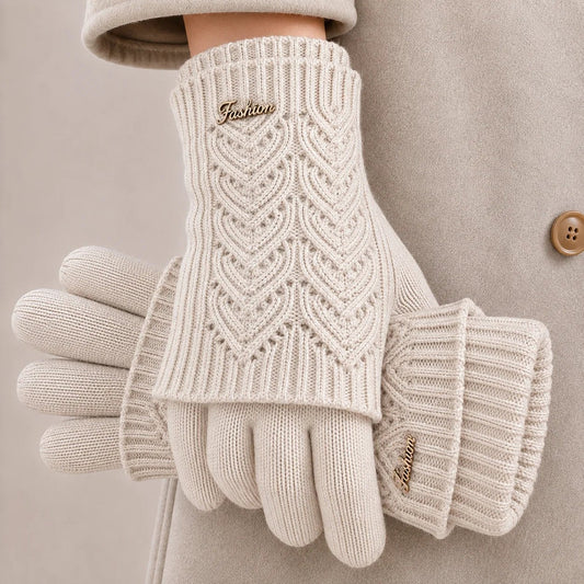 Amira – Luxury Knitted Winter Gloves with Ribbed Cuffs