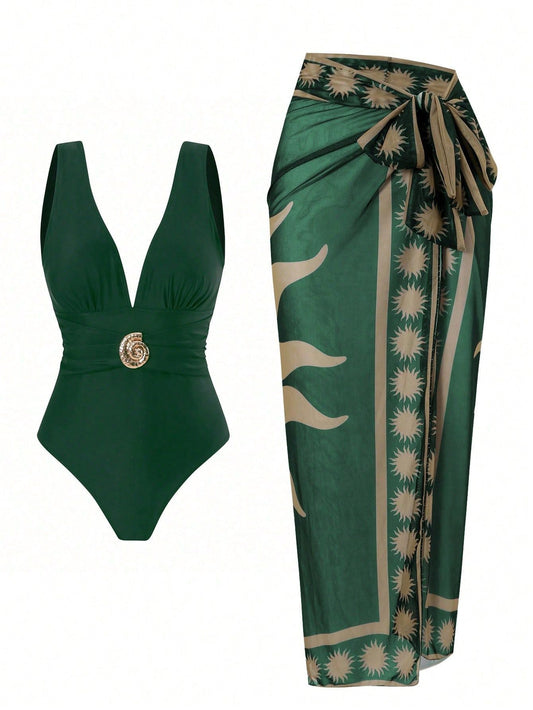 Bañador Vintage con estampado - Verde