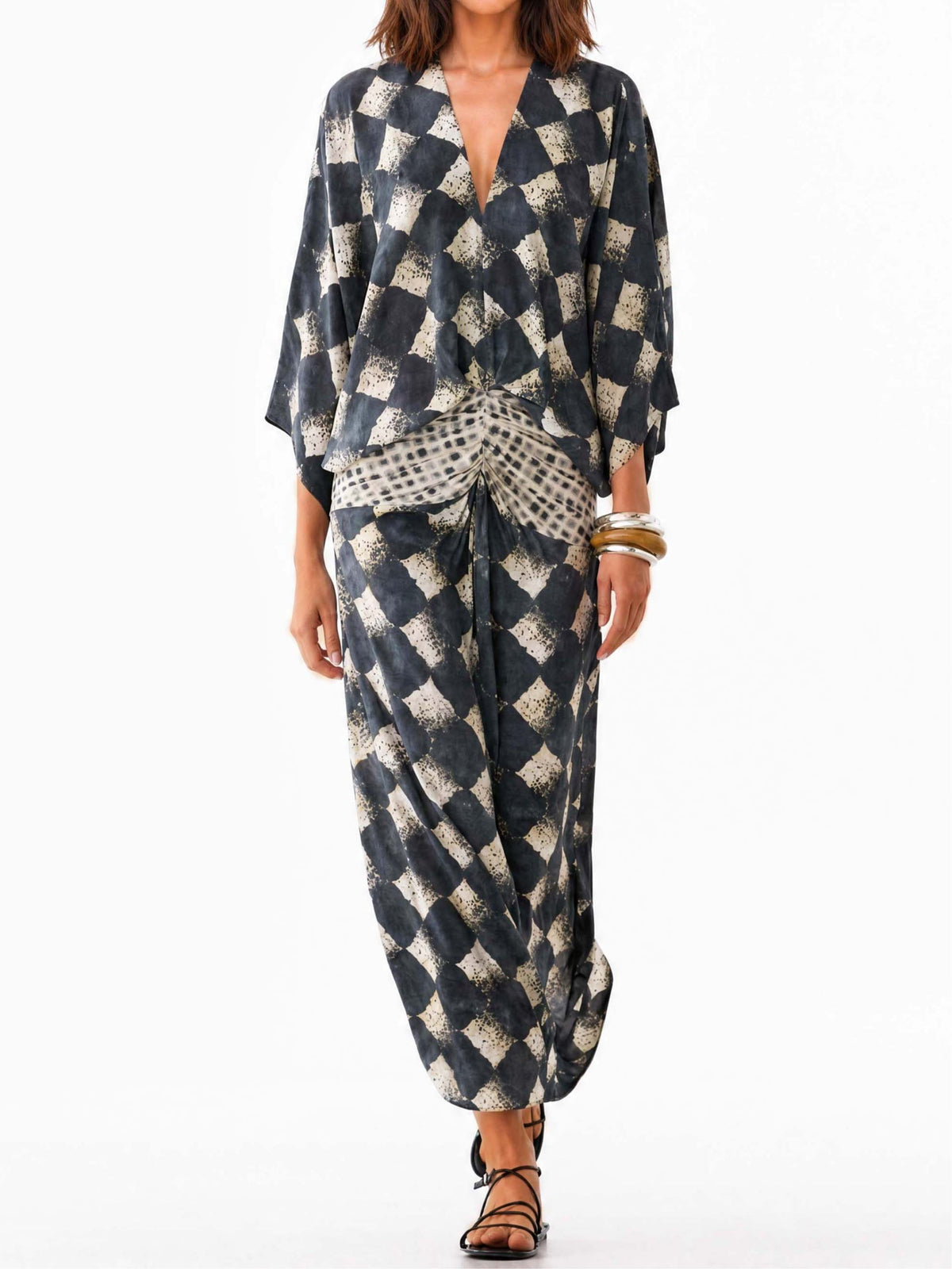 Conjunto Casual Negro con estampado abstracto y estampado - Negro