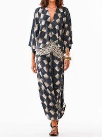 Conjunto Casual Negro con estampado abstracto y estampado - Negro