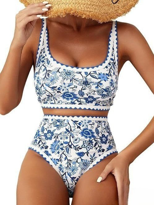 Bikini con estampado floral - Azul