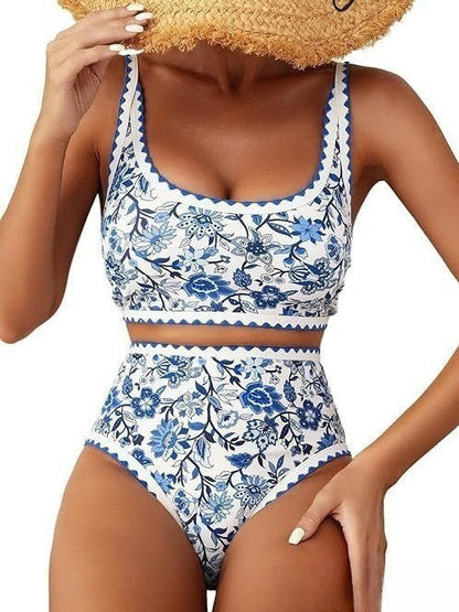 Bikini con estampado floral - Azul