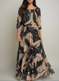 Vestido Estampado Elegante Negro con estampado - Negro