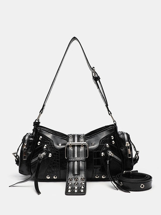 Bolso Bandolera con Remaches Estilo Motero
