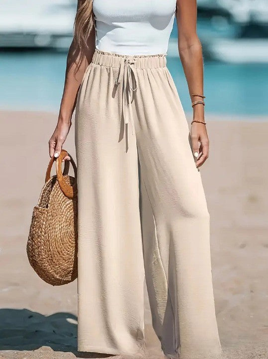 Pantalón Casual Corte Holgado con pierna ancha - Caramelo