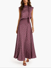 Conjunto de Dos Piezas Retro Morado con caída fluida y estampado - Morado