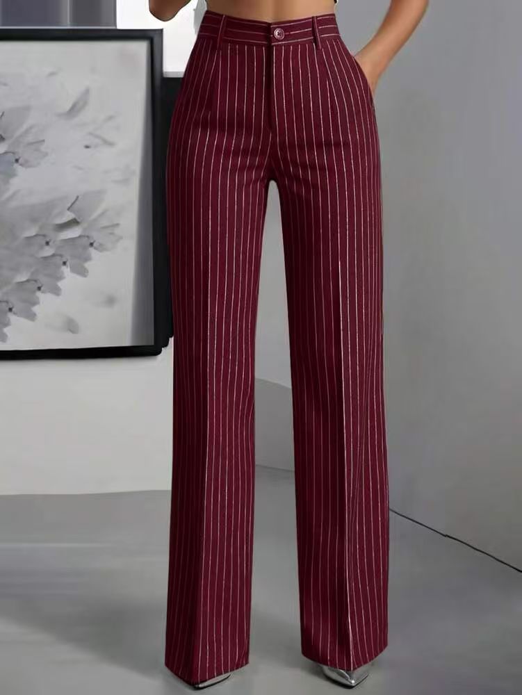Pantalón Tiro Alto con a rayas y pierna ancha - Negro