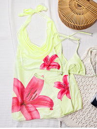 Bañador Amarillo con espalda descubierta y estampado