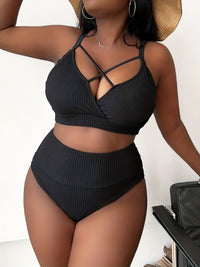 Bikini Sexy Tiro Alto con liso - Rosa
