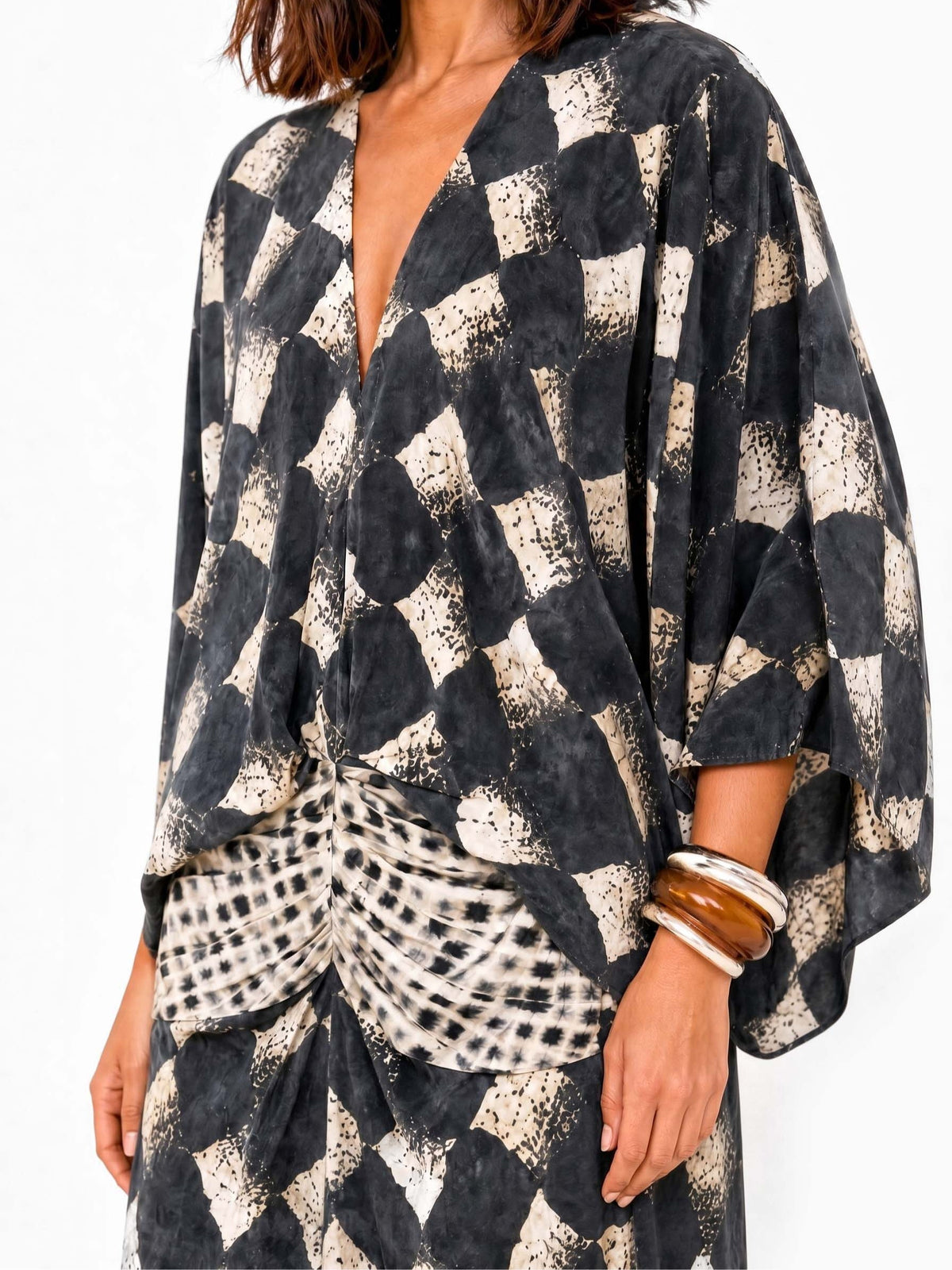Conjunto Casual Negro con estampado abstracto y estampado - Negro