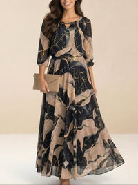 Vestido Estampado Elegante Negro con estampado - Negro