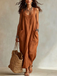 Vestido Largo Casual con bolsillo - Blanco