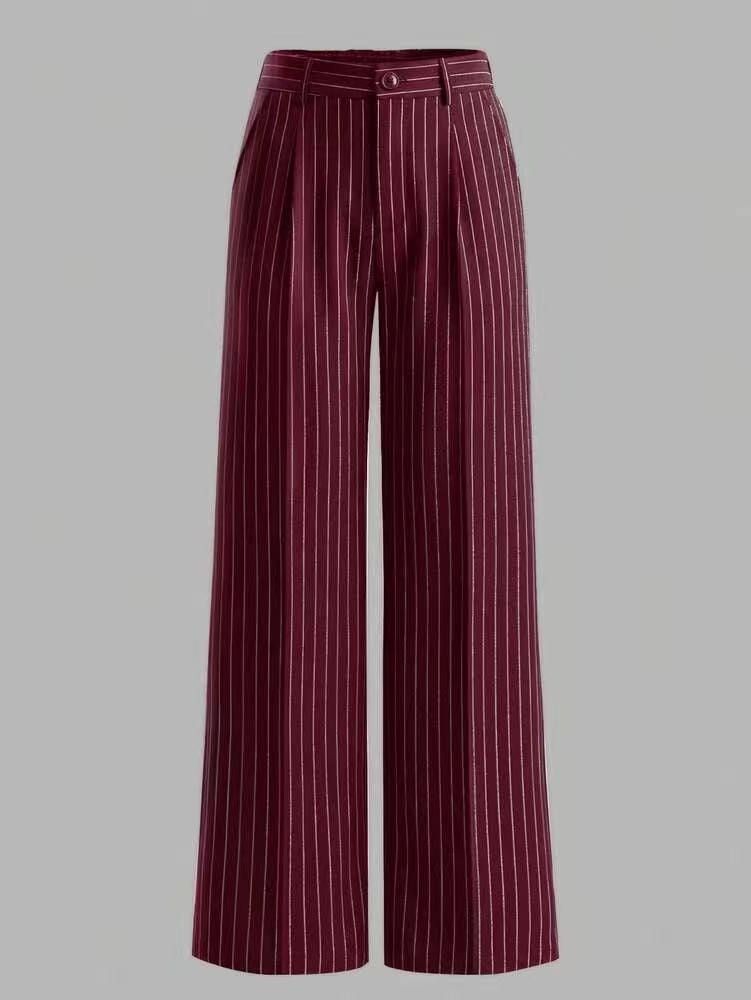 Pantalón Tiro Alto con a rayas y pierna ancha - Negro