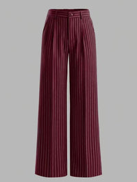 Pantalón Tiro Alto con a rayas y pierna ancha - Negro