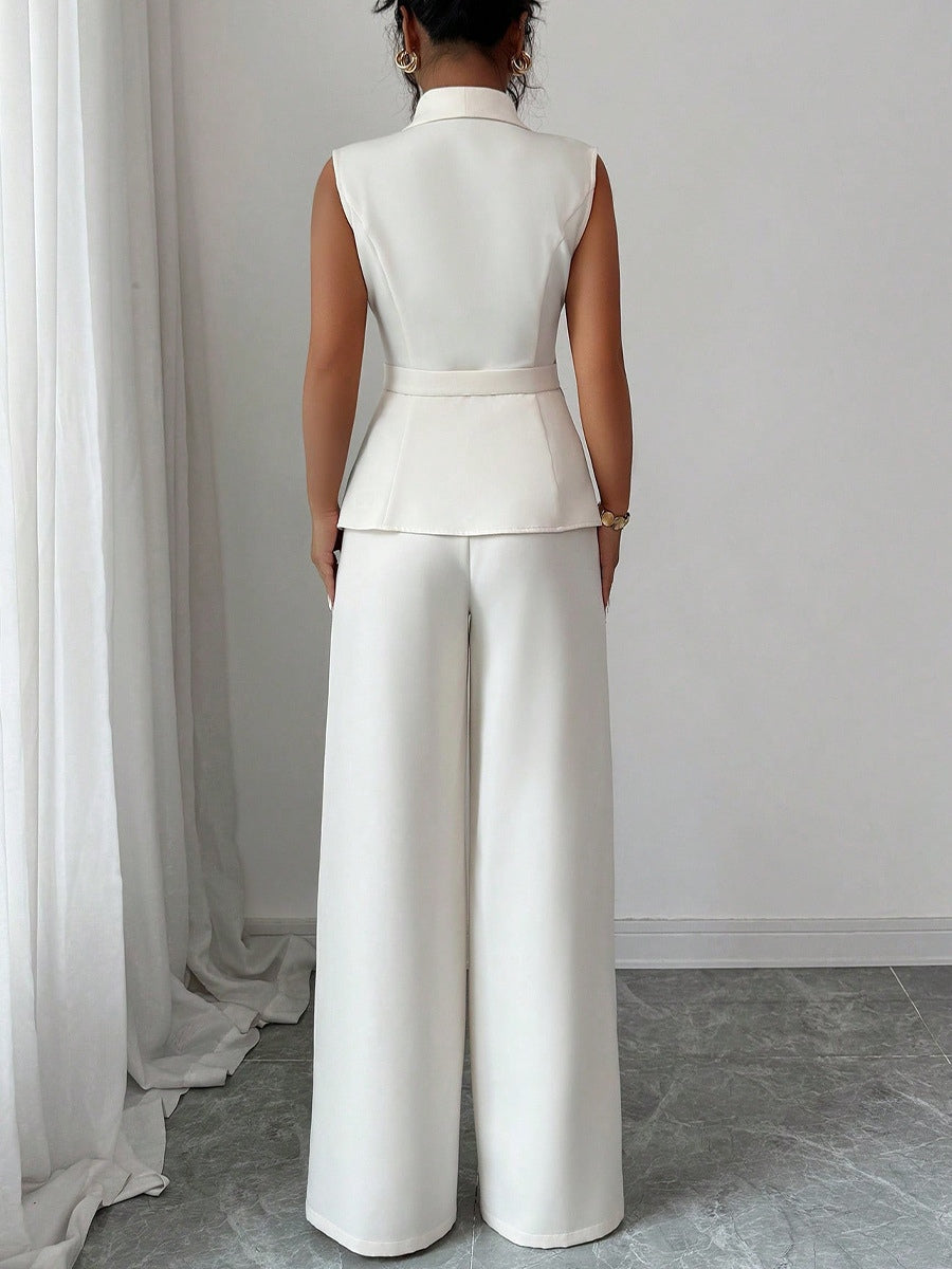 Conjunto Elegante con pierna recta y liso - Blanco