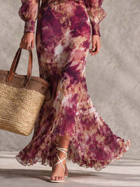 Vestido Estampado Rosa con hombros descubiertos, gasa y floral - Rosa