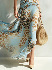 Vestido Estampado Azul con caída fluida, estampado de leopardo, gasa y estampado - Azul