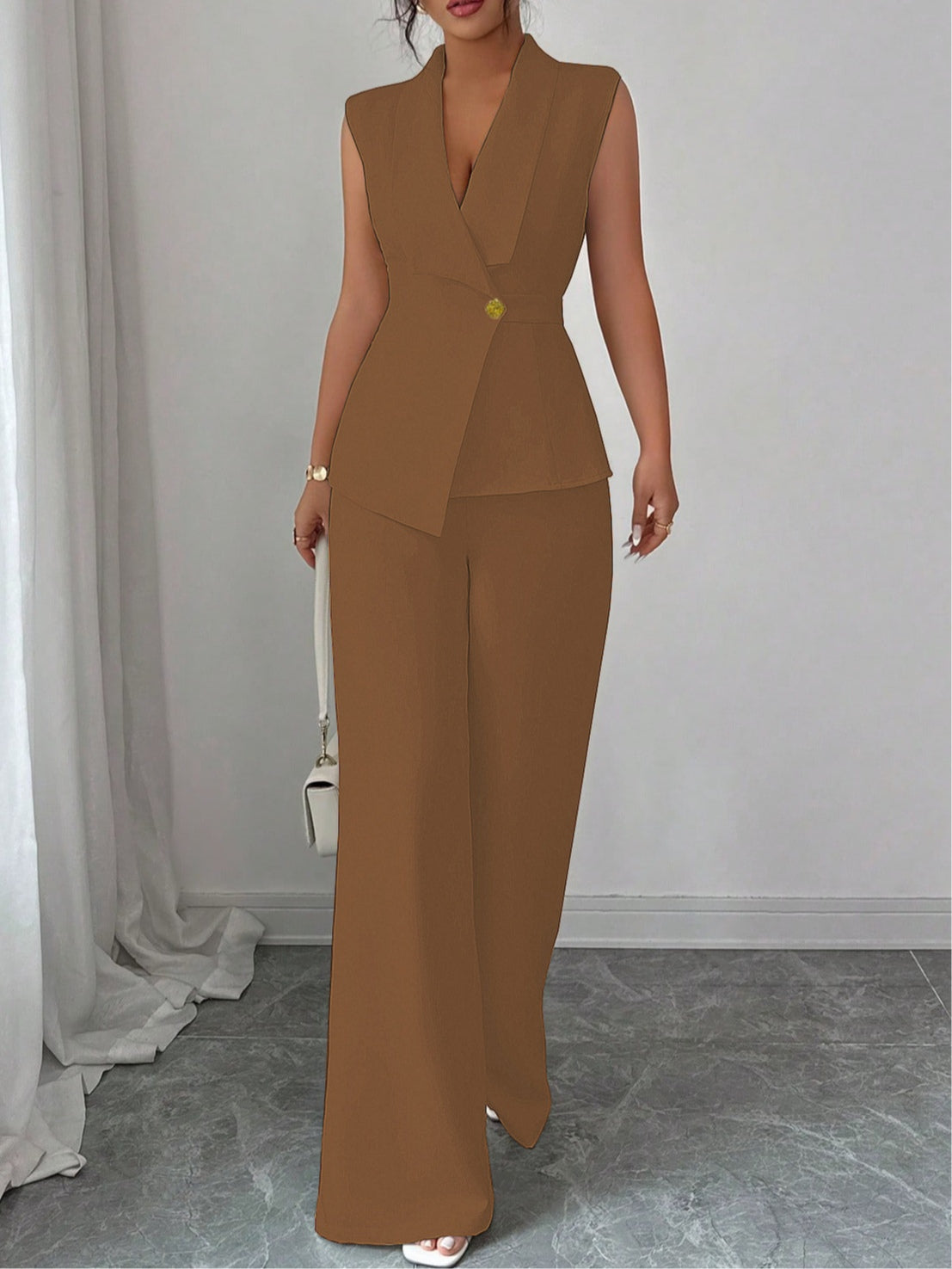 Conjunto Elegante con pierna recta y liso - Blanco