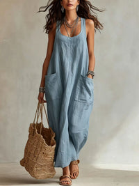 Vestido Largo Casual con bolsillo - Blanco