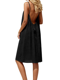 Minivestido con seda, espalda abierta y liso - Blanco