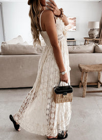 Vestido de Verano con encaje y liso - Blanco