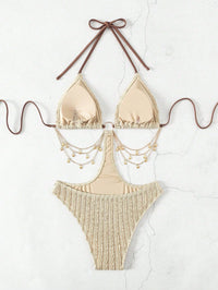 Bikini Sexy con encaje y cut out - Negro