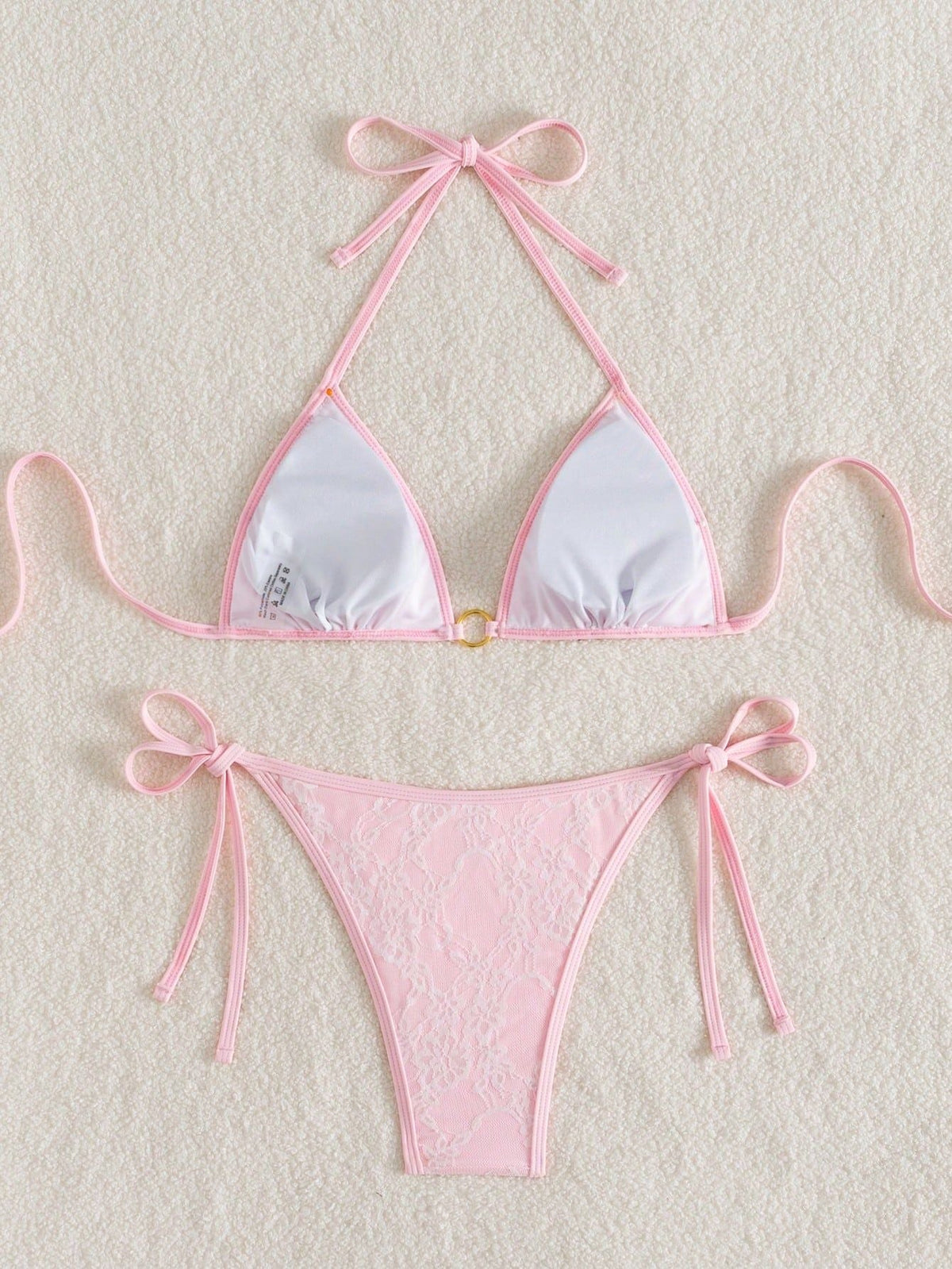 Bikini Sexy con espalda descubierta y encaje - Negro