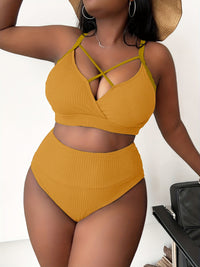 Bikini Sexy Tiro Alto con liso - Rosa