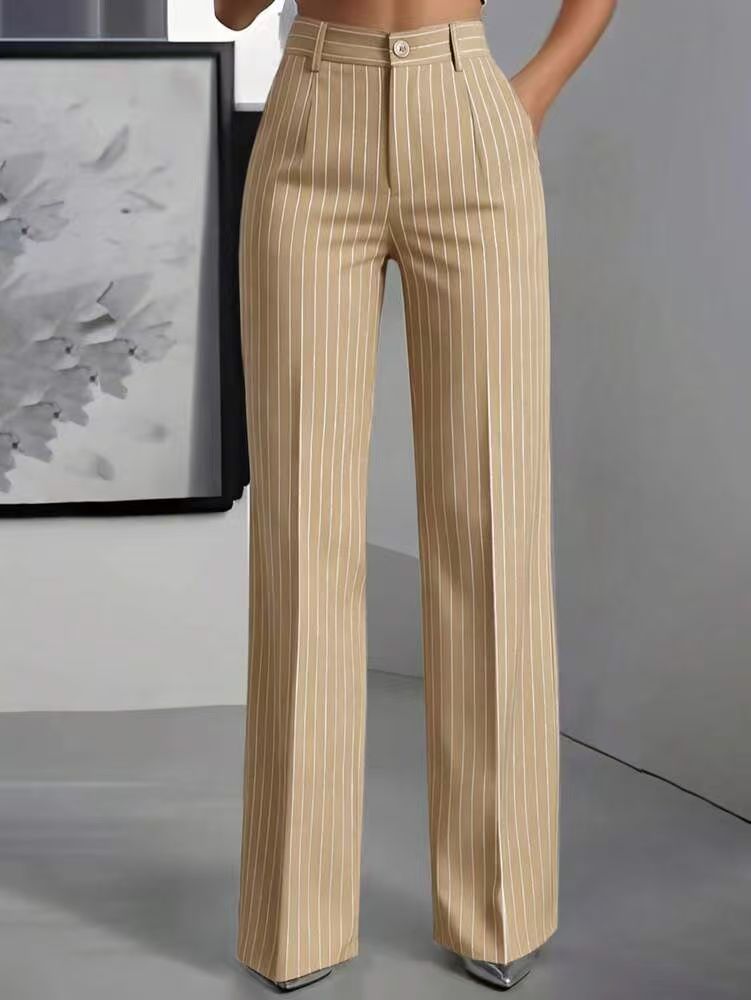 Pantalón Tiro Alto con a rayas y pierna ancha - Negro