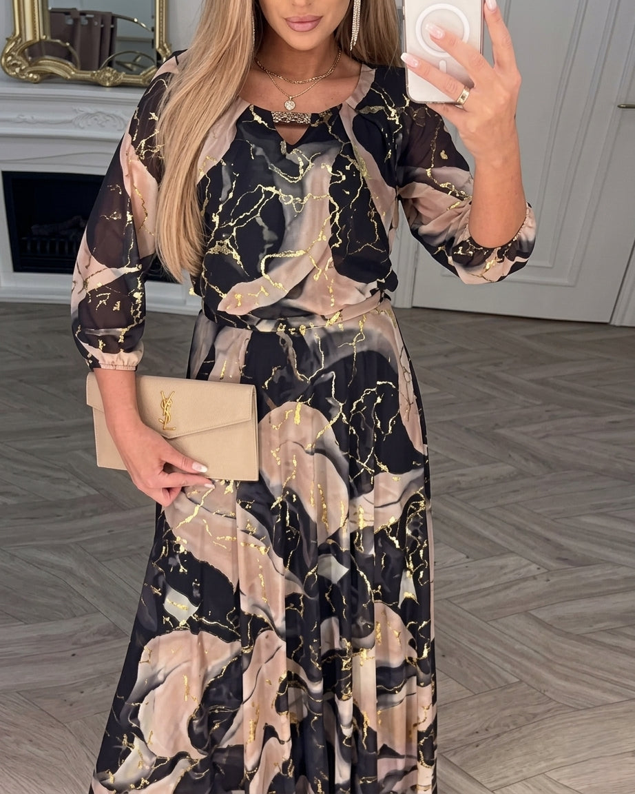 Vestido Estampado Elegante Negro con estampado - Negro