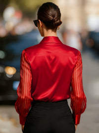 Blusa Manga Larga con satén - Rojo