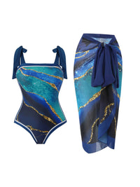 Bañador con gasa - Azul Oscuro Mármol