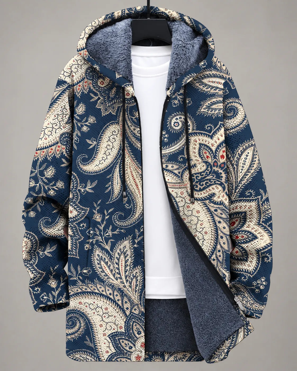 Amara Heritage Art Hooded Jacket - Indigo Paisley