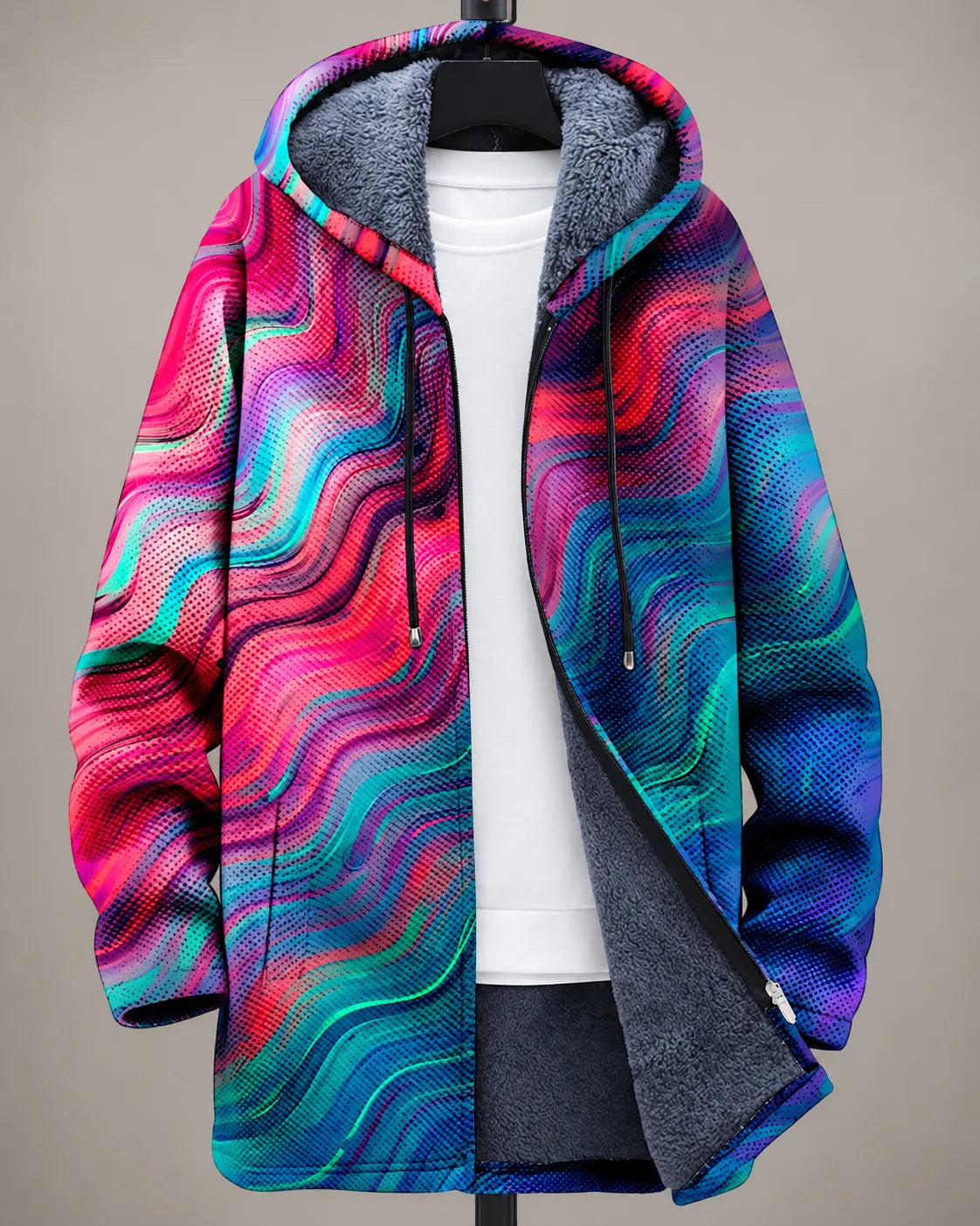 Serena Vibrant Wave Hooded Jacket - Aurora Wave