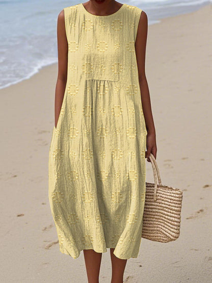 JADE - Vestido Midi Estampado Sin Mangas